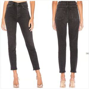 Agolde Women's Nico High-Rise Slim Cropped Jeans Faded Black Size 25